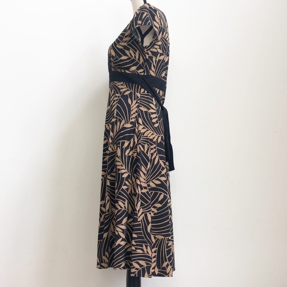 Dressbarn Empire Waist Dark Cottagecore Coquette Tie Faux Wrap Top Midi Dress 10 - Picture 3 of 12